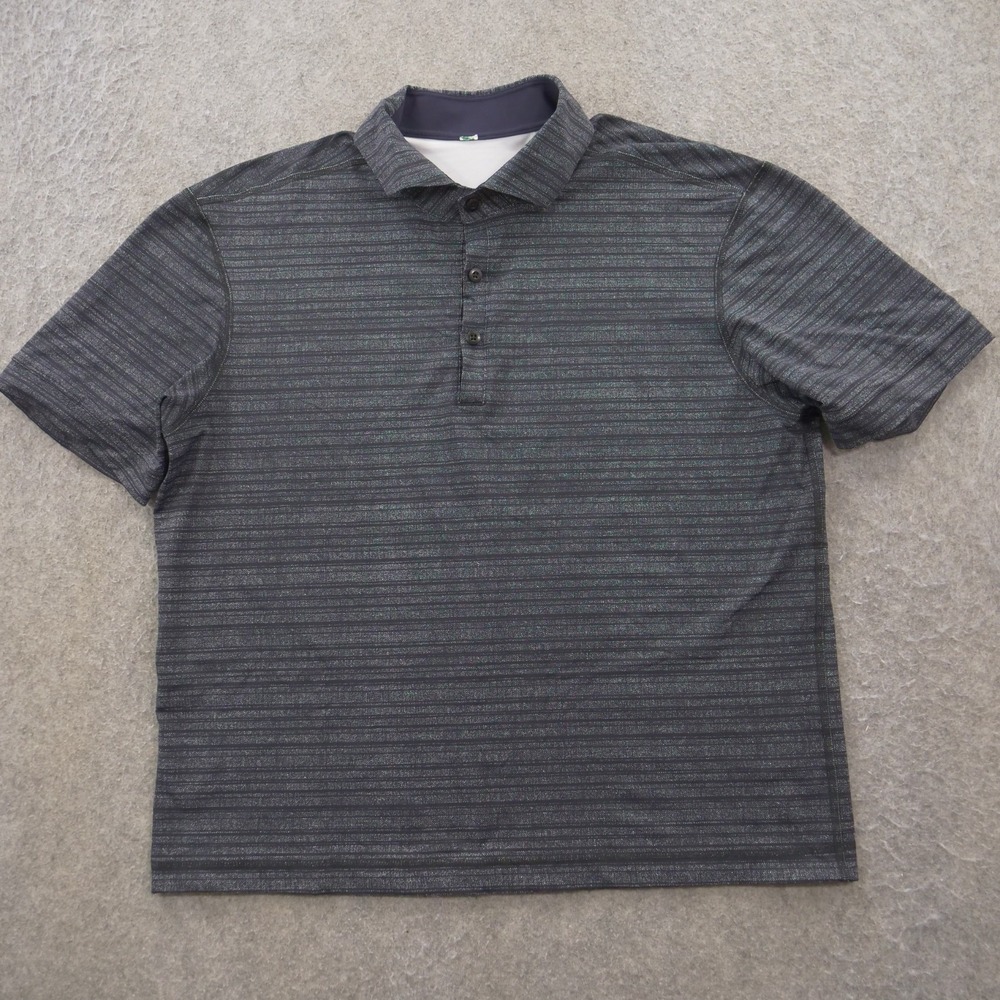 Lululemon Polo Shirt Mens Medium Gray Propel Untucked Stretch Golf